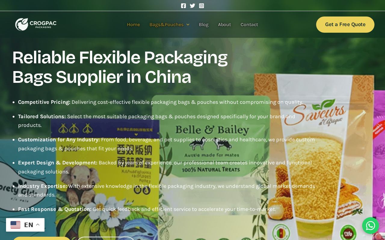 包装袋展示网站 crogpac.com 首屏