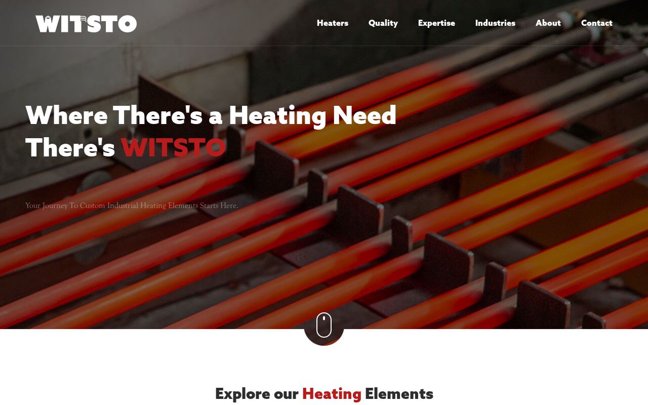 加热元件展示网站 witsto.com 首屏